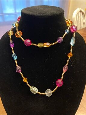 FREE Goldtone Bead and Acrylic Bead Necklace